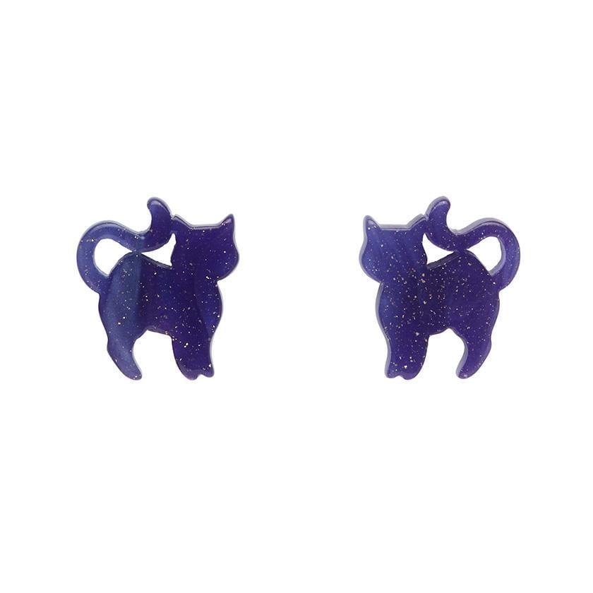 Erstwilder Essentials Cat Ripple Glitter Resin Stud Earrings - Purple EE0012-RG5000
