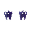 Cat Ripple Glitter Resin Stud Earrings - Purple
