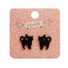 Cat Solid Resin Stud Earrings - Black