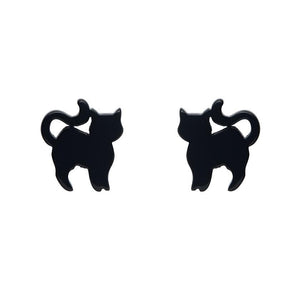 Erstwilder Essentials Cat Solid Resin Stud Earrings - Black EE0012-SO7000