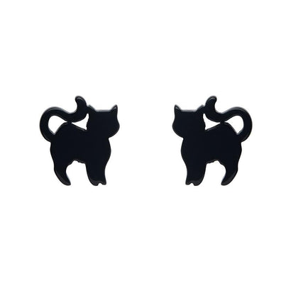 Erstwilder Essentials Cat Solid Resin Stud Earrings - Black EE0012-SO7000