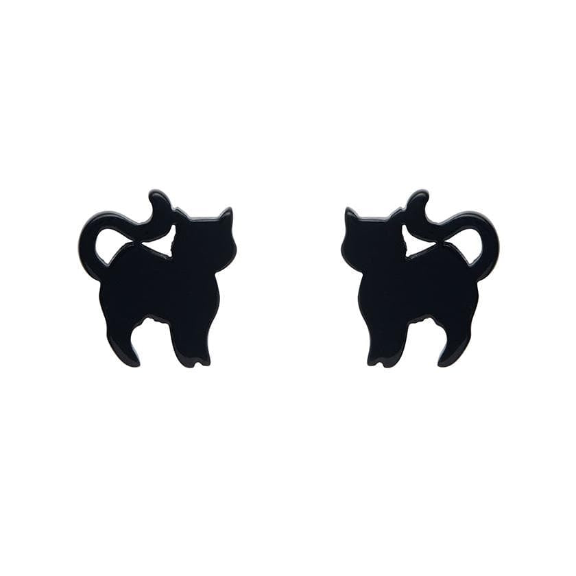 Erstwilder Essentials Cat Solid Resin Stud Earrings - Black EE0012-SO7000