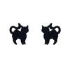 Cat Solid Resin Stud Earrings - Black