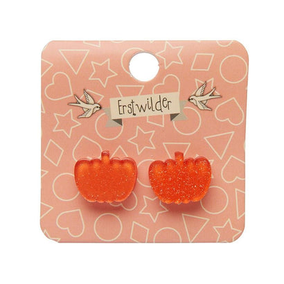 Erstwilder Essentials Pumpkin Glitter Resin Stud Earrings - Orange EE0013-SG6100
