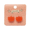 Pumpkin Glitter Resin Stud Earrings - Orange