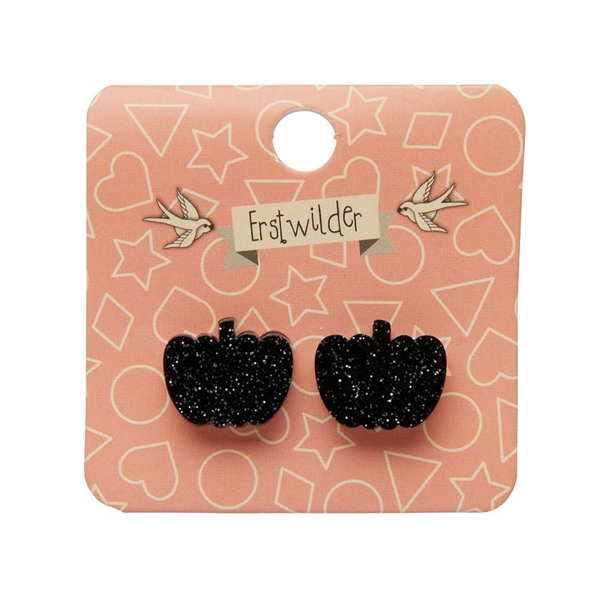 Erstwilder Essentials Pumpkin Glitter Resin Stud Earrings - Black EE0013-SG7000