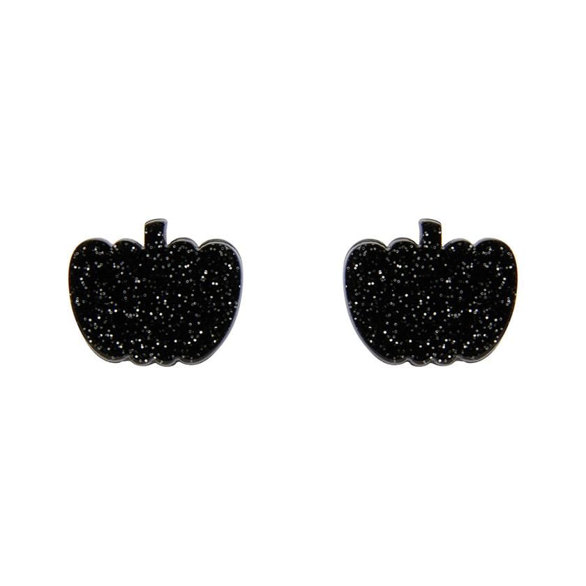 Erstwilder Essentials Pumpkin Glitter Resin Stud Earrings - Black EE0013-SG7000