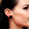 Pumpkin Glitter Resin Stud Earrings - Black