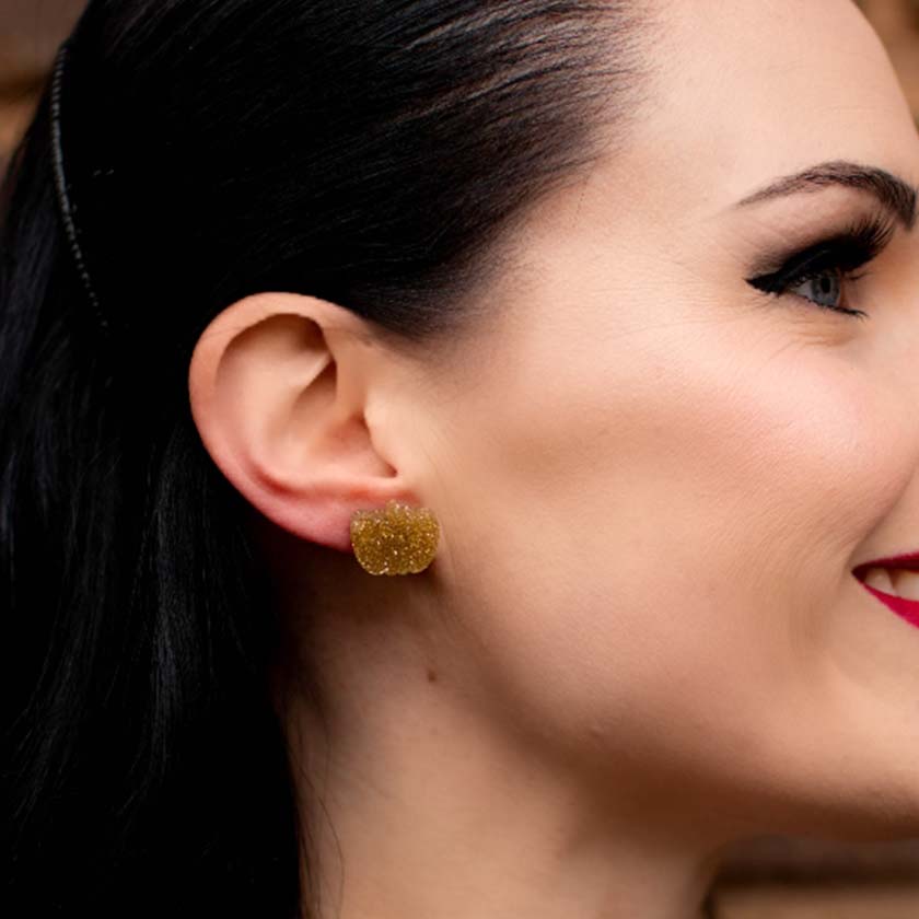 Erstwilder Essentials Pumpkin Glitter Resin Stud Earrings - Gold EE0013-SG6500