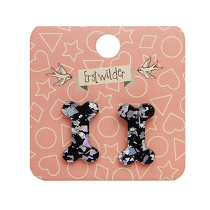 Erstwilder Essentials Bones Chunky Glitter Resin Stud Earrings - Silver EE0014-CG7200