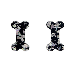 Erstwilder Essentials Bones Chunky Glitter Resin Stud Earrings - Silver EE0014-CG7200