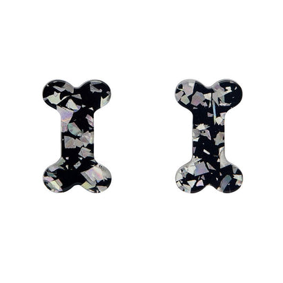 Erstwilder Essentials Bones Chunky Glitter Resin Stud Earrings - Silver EE0014-CG7200