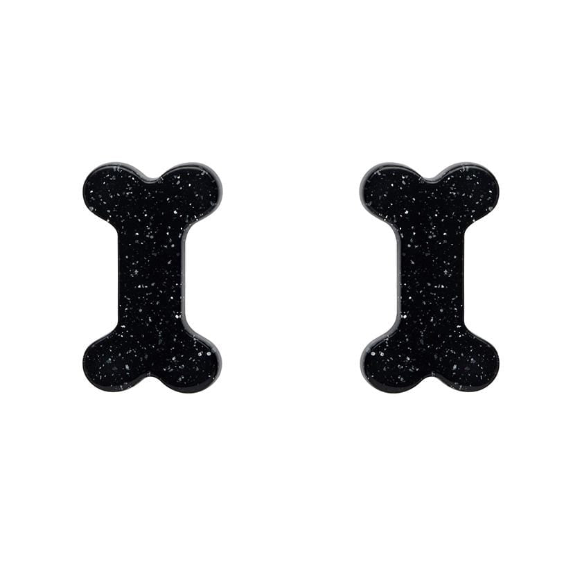 Erstwilder Essentials Bones Glitter Resin Stud Earrings - Black EE0014-SG7000