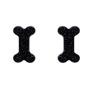 Erstwilder Essentials Bones Glitter Resin Stud Earrings - Black EE0014-SG7000