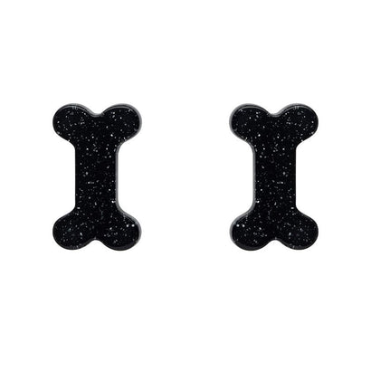 Erstwilder Essentials Bones Glitter Resin Stud Earrings - Black EE0014-SG7000