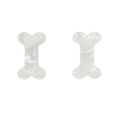 Erstwilder Essentials Bones Textured Resin Stud Earrings - White EE0014-T8000