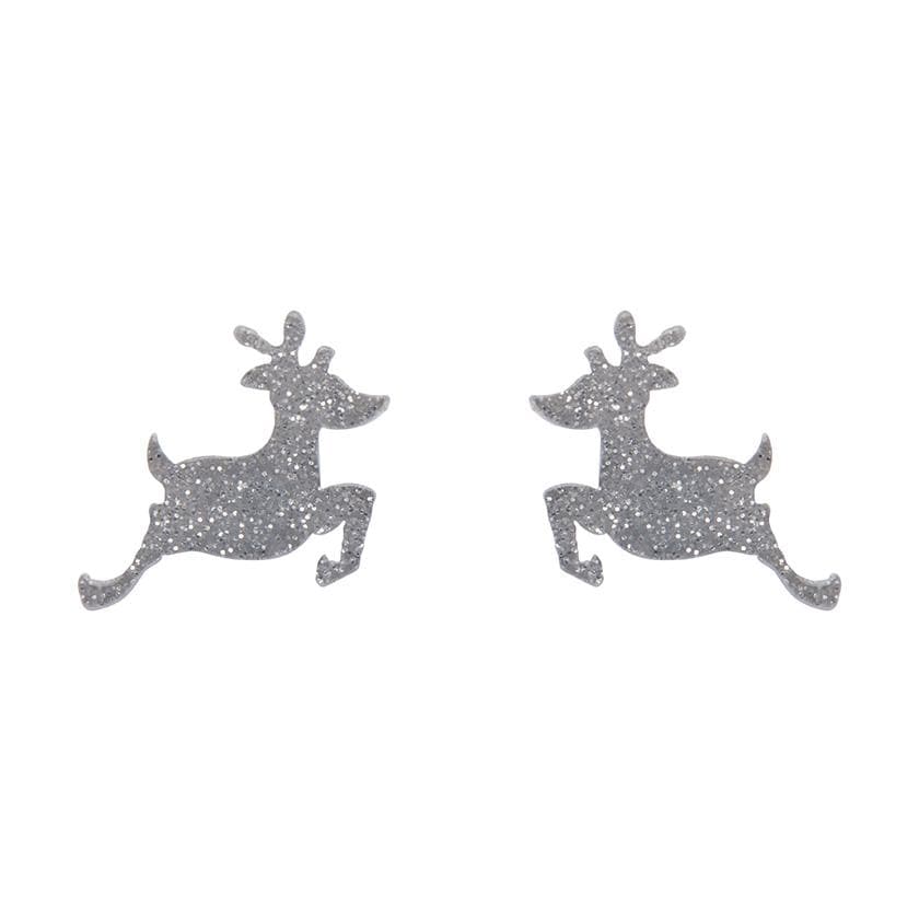Erstwilder Essentials Reindeer Glitter Resin Stud Earrings - Silver EE0017-SG7200