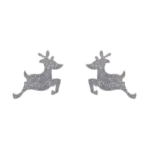 Erstwilder Essentials Reindeer Glitter Resin Stud Earrings - Silver EE0017-SG7200