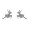 Reindeer Glitter Resin Stud Earrings - Silver