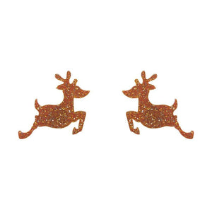 Erstwilder Essentials Reindeer Glitter Resin Stud Earrings - Gold EE0017-SG6500