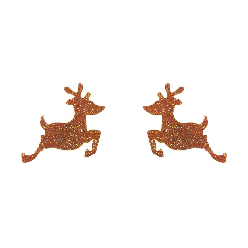 Erstwilder Essentials Reindeer Glitter Resin Stud Earrings - Gold EE0017-SG6500