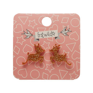 Erstwilder Essentials Reindeer Glitter Resin Stud Earrings - Gold EE0017-SG6500