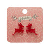 Reindeer Ripple Resin Stud Earrings - Red