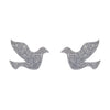 Erstwilder Essentials Dove Glitter Resin Stud Earrings - Silver EE0018-SG7200