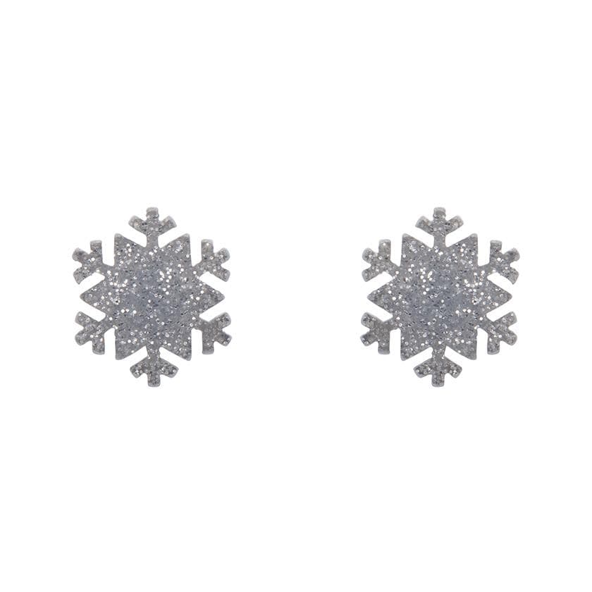 Erstwilder Essentials Snowflake - Glitter Resin Stud Earring - Silver EE0019-SG7200