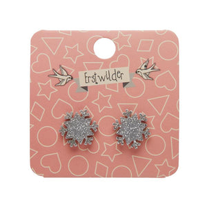 Erstwilder Essentials Snowflake - Glitter Resin Stud Earring - Silver EE0019-SG7200