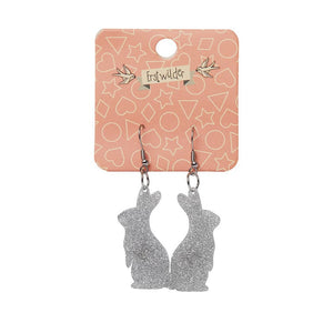 Erstwilder Essentials Bunny Glitter Resin Drop Earrings - Silver EE1007-SG7200