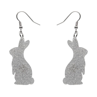 Erstwilder Essentials Bunny Glitter Resin Drop Earrings - Silver EE1007-SG7200