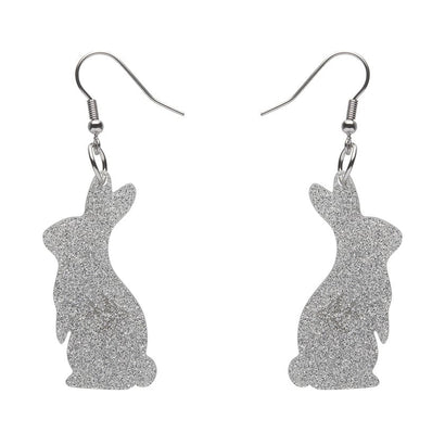 Erstwilder Essentials Bunny Glitter Resin Drop Earrings - Silver EE1007-SG7200