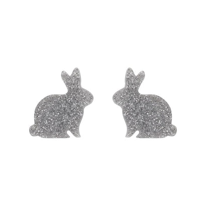 Erstwilder Essentials Bunny Glitter Resin Stud Earrings - Silver EE0007-SG7200