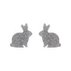 Bunny Glitter Resin Stud Earrings - Silver