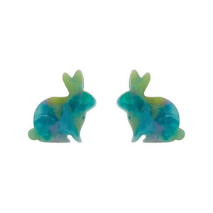 Erstwilder Essentials Bunny Mottled Resin Stud Earrings - Green EE0007-MO4000