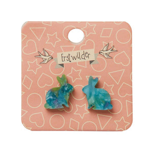 Erstwilder Essentials Bunny Mottled Resin Stud Earrings - Green EE0007-MO4000