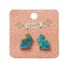 Bunny Mottled Resin Stud Earrings - Green