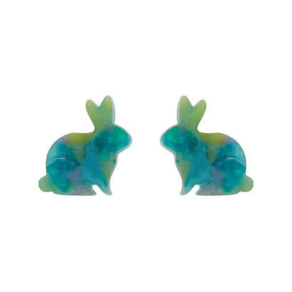 Erstwilder Essentials Bunny Mottled Resin Stud Earrings - Green EE0007-MO4000
