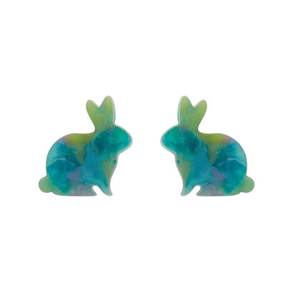 Erstwilder Essentials Bunny Mottled Resin Stud Earrings - Green EE0007-MO4000