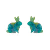 Bunny Mottled Resin Stud Earrings - Green