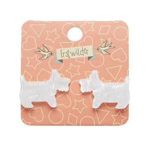 Erstwilder Essentials Terrier Textured Resin Stud Earrings - White AG1EE01