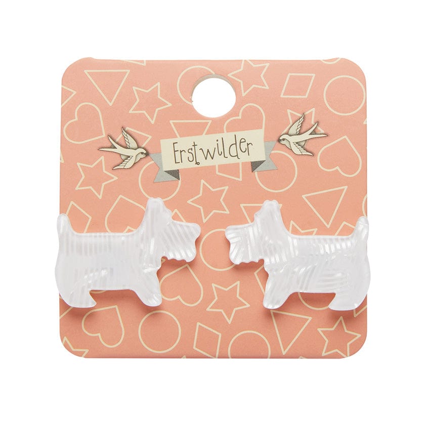 Erstwilder Essentials Terrier Textured Resin Stud Earrings - White AG1EE01