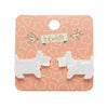 Terrier Textured Resin Stud Earrings - White