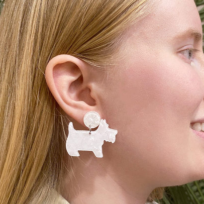 Erstwilder Essentials Terrier Textured Resin Drop Earrings - White AG1EE04