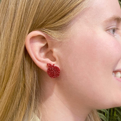Erstwilder Essentials Apple Glitter Resin Stud Earrings - Red AG1EE08