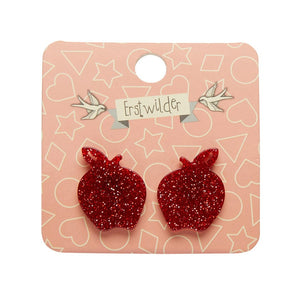 Erstwilder Essentials Apple Glitter Resin Stud Earrings - Red AG1EE08