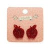 Apple Glitter Resin Stud Earrings - Red