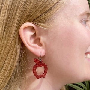 Erstwilder Essentials Eaten Apple Glitter Resin Drop Earrings - Red AG1EE10