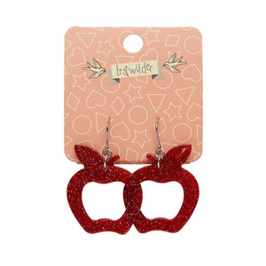 Erstwilder Essentials Eaten Apple Glitter Resin Drop Earrings - Red AG1EE10